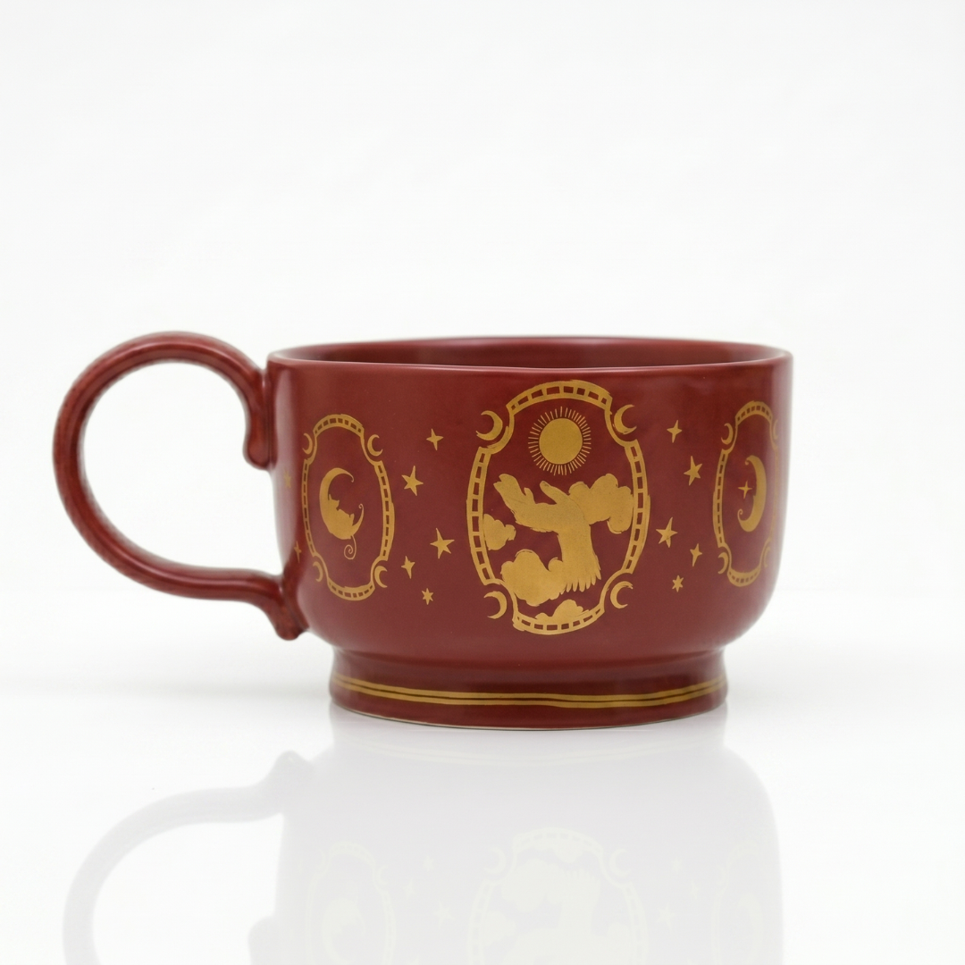 Organic Latte Mug with Mystical Oddities Wrap Pattern
