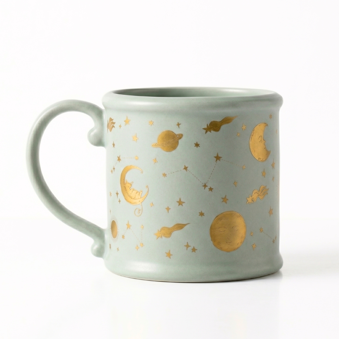 Organic Coffee Mug with Celestial Wrap Pattern