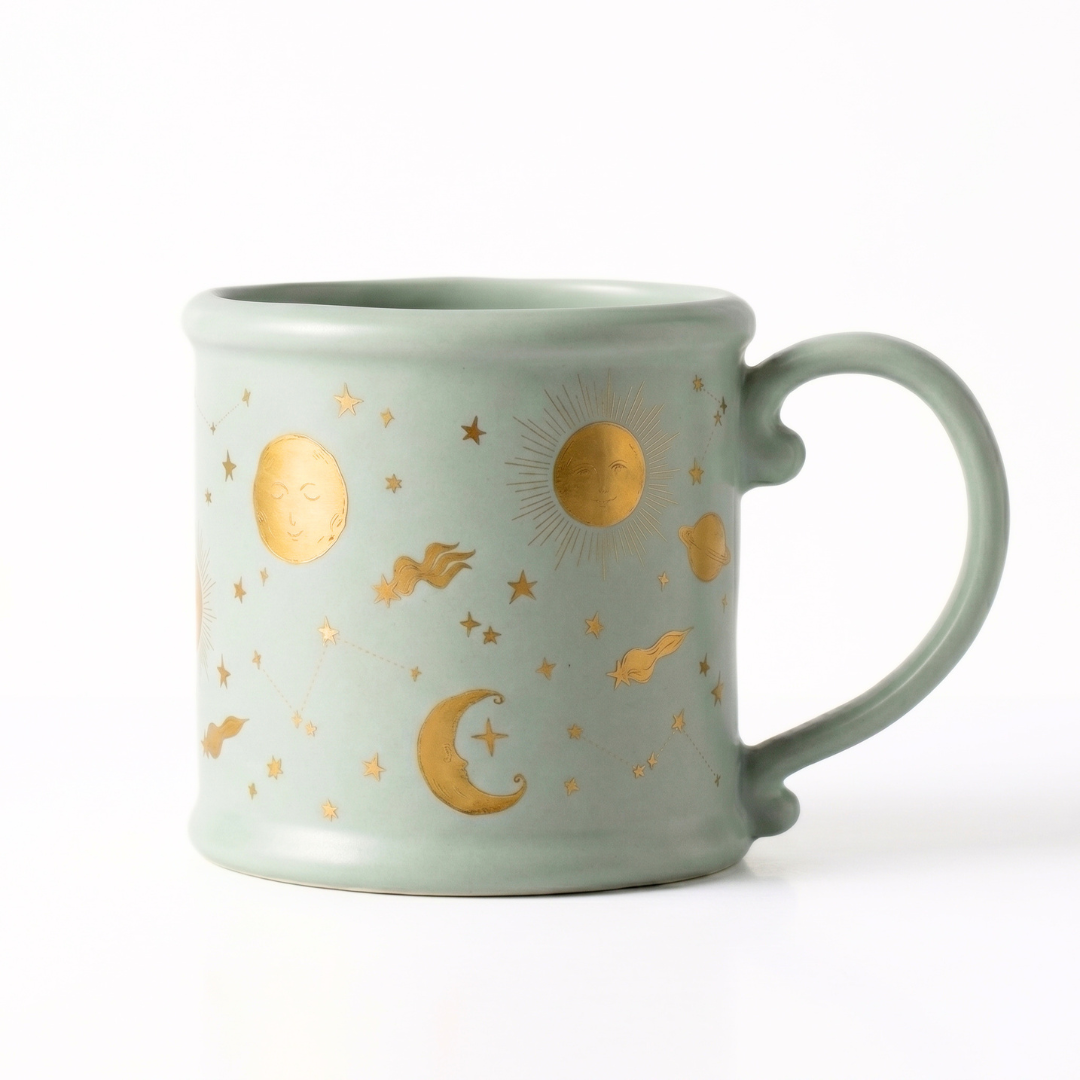Organic Coffee Mug with Celestial Wrap Pattern