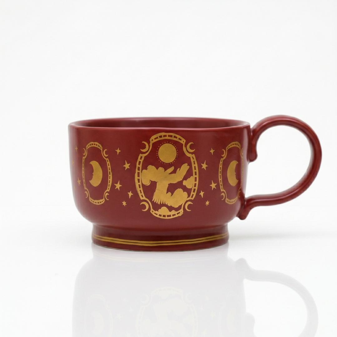 Organic Latte Mug with Mystical Oddities Wrap Pattern