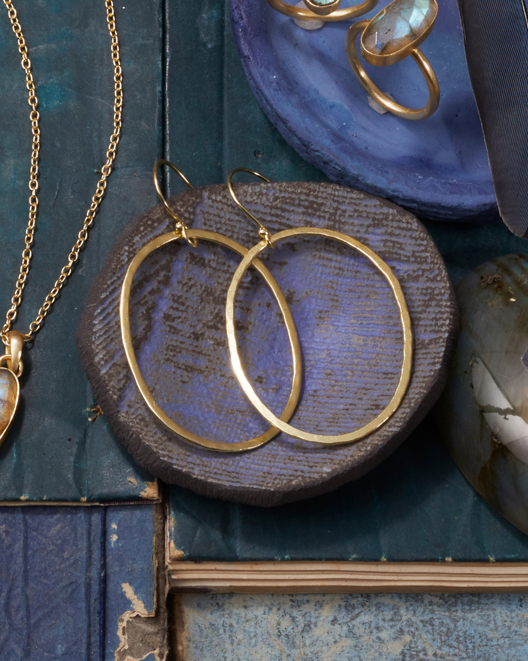 Hammered Oval Earrings Large