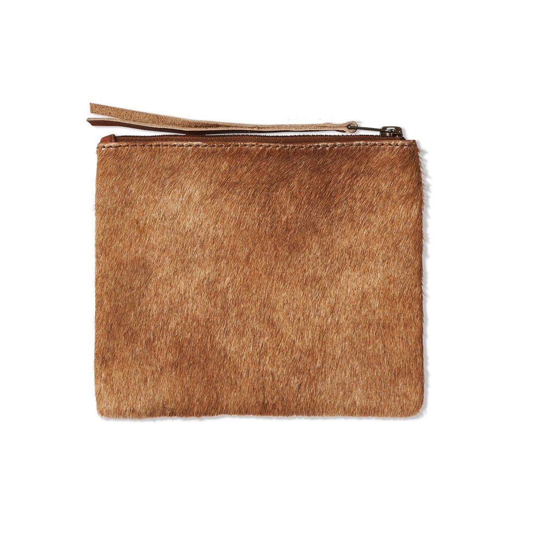 Kyoto Zipped Large Leather Pouch Brown