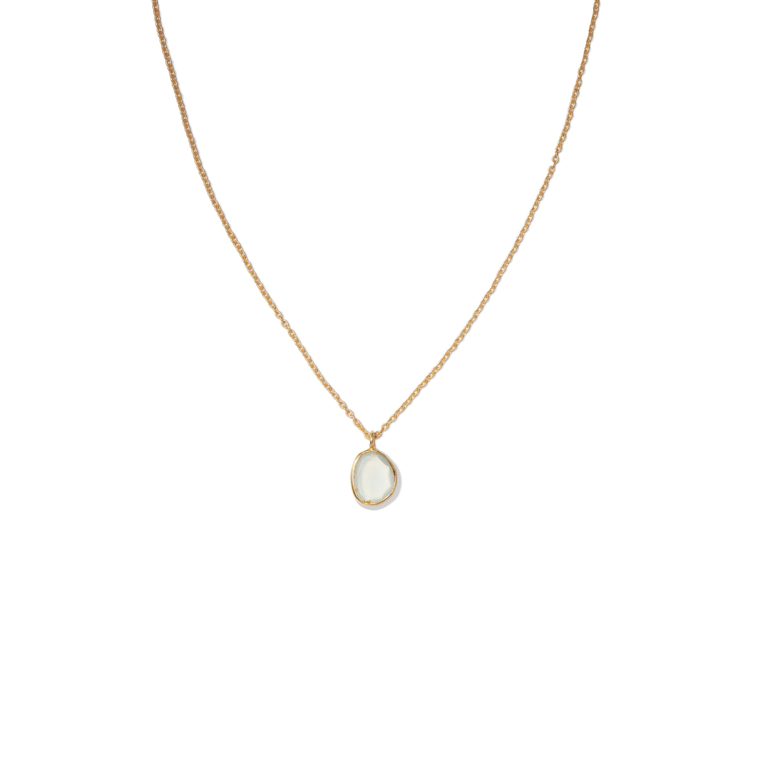 Stone Slice Aqua Chalcedony Pendant Necklace