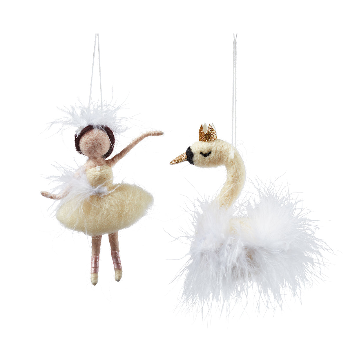 Felt Swan Lake Ornaments Set of 2