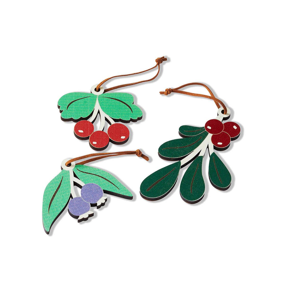 Wood Berry Ornaments Set of 3