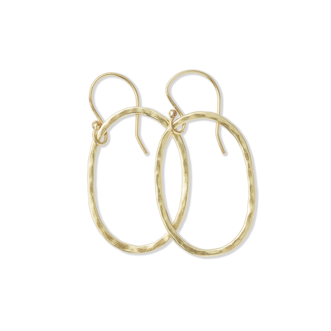 Hammered Oval Earrings Small