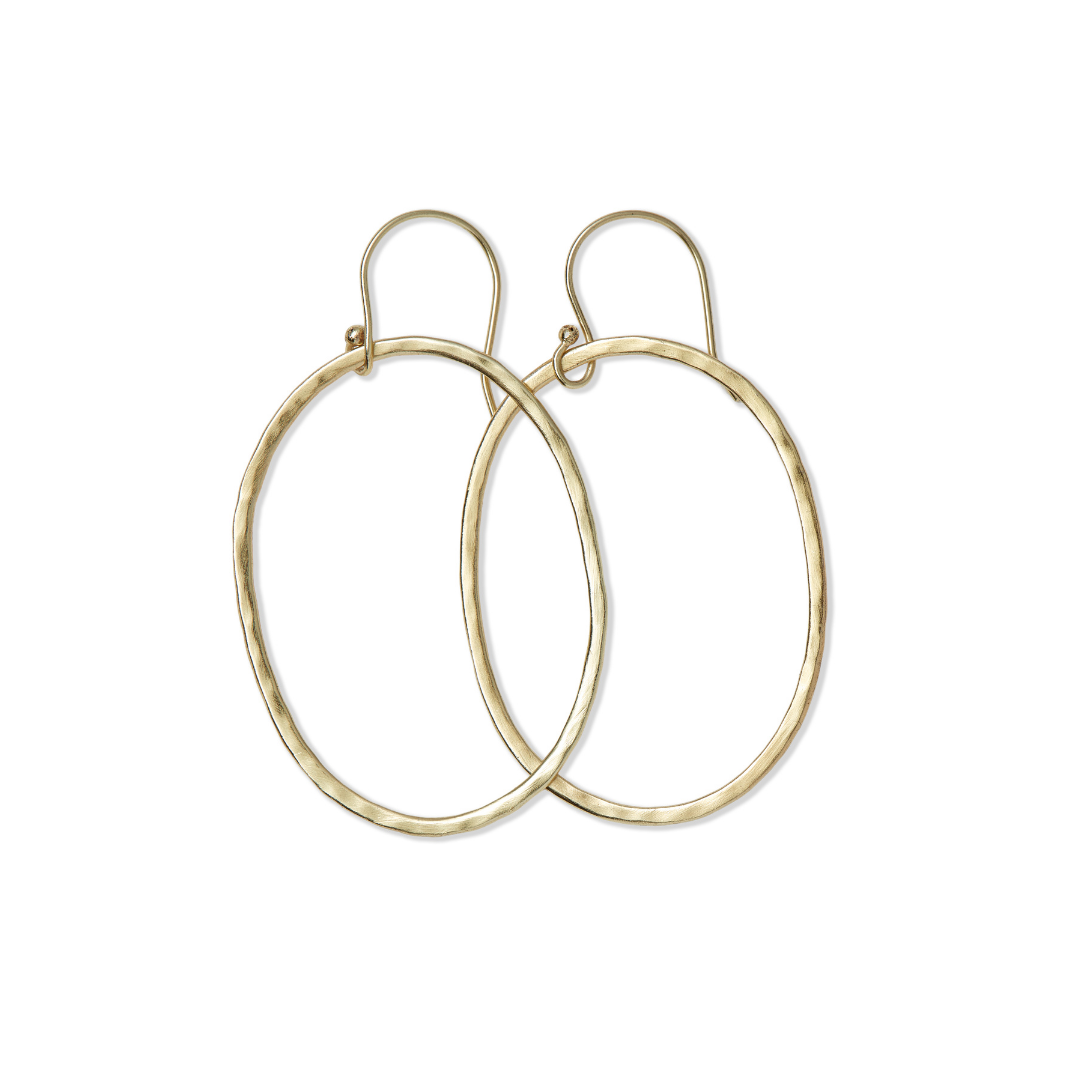 Hammered Oval Earrings Large