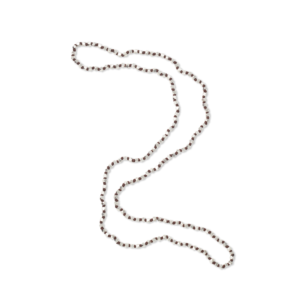 Silver Beaded Necklace Large