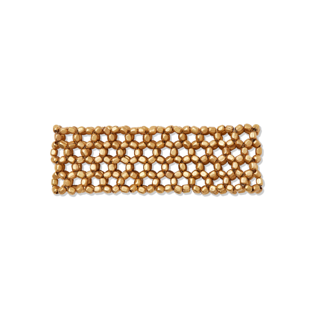 Beaded Stretch Brass Bracelet Small