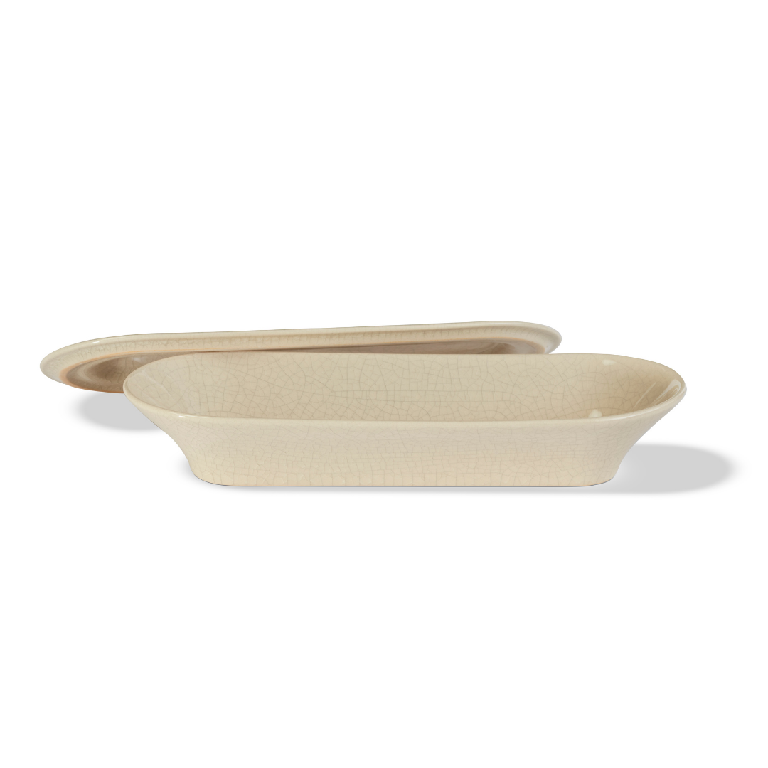 Crackle Covered Oblong Bowl