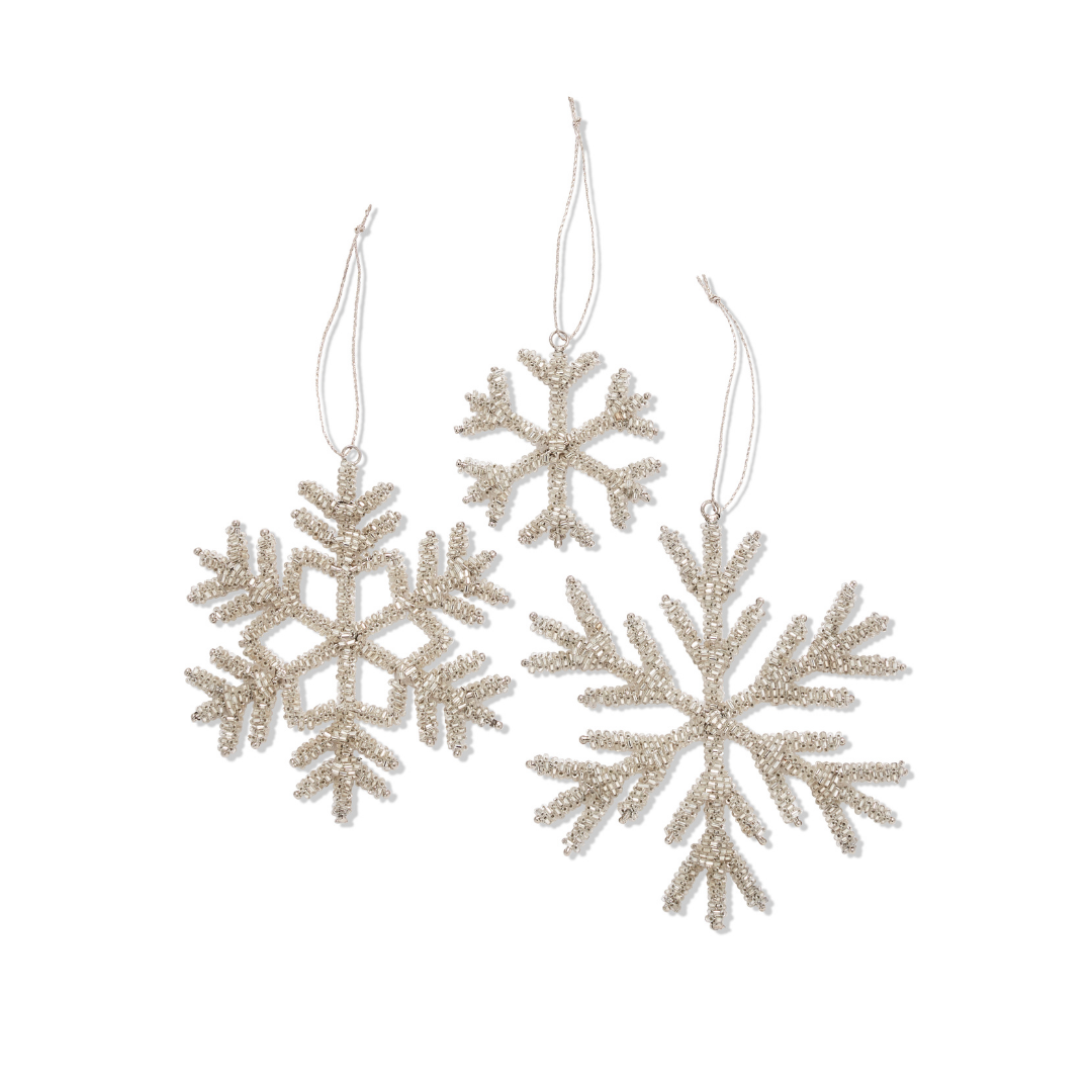 Beaded Snowflake Ornaments Set of 3