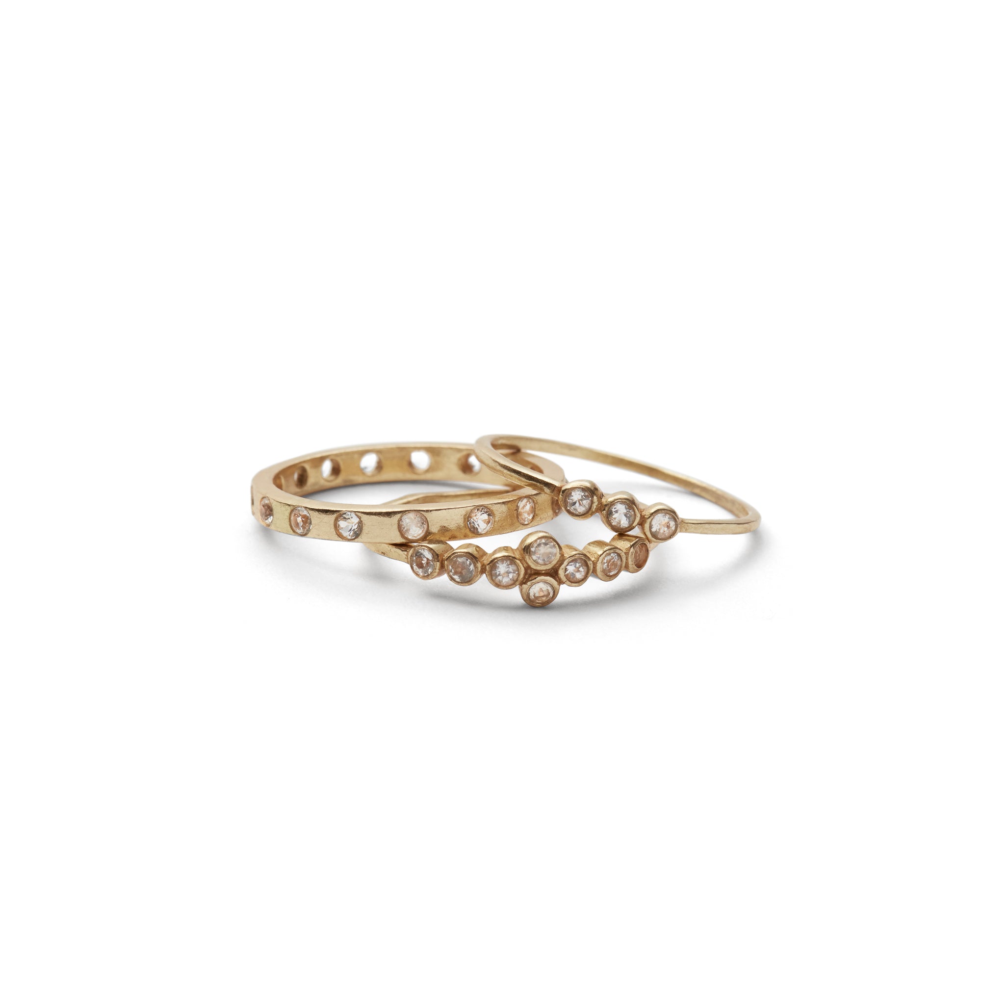 Dainty Stacking Rings Clear Topaz Set of 3, Size 6