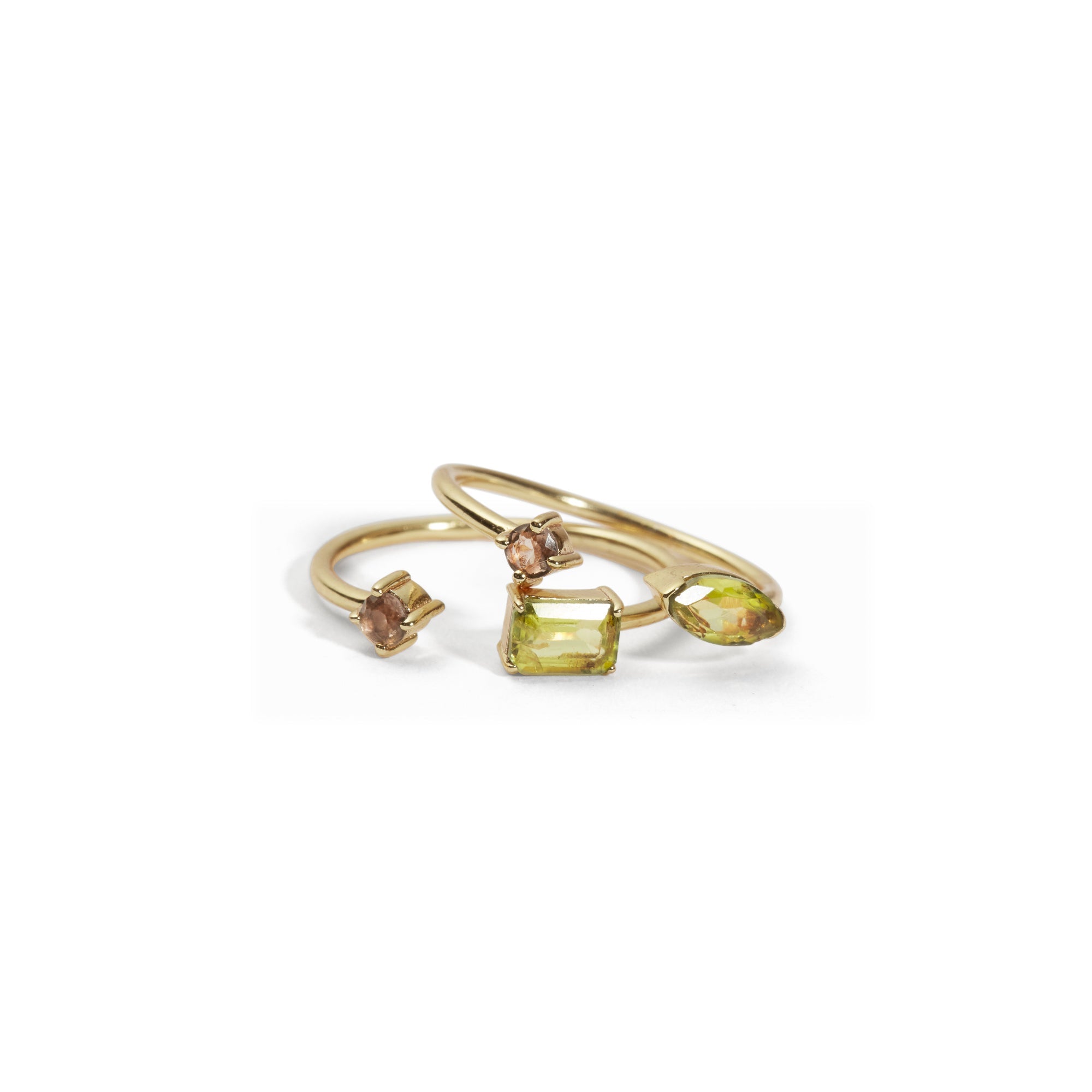 Precieux Stacking Rings Peridot Set of 2, Size 7