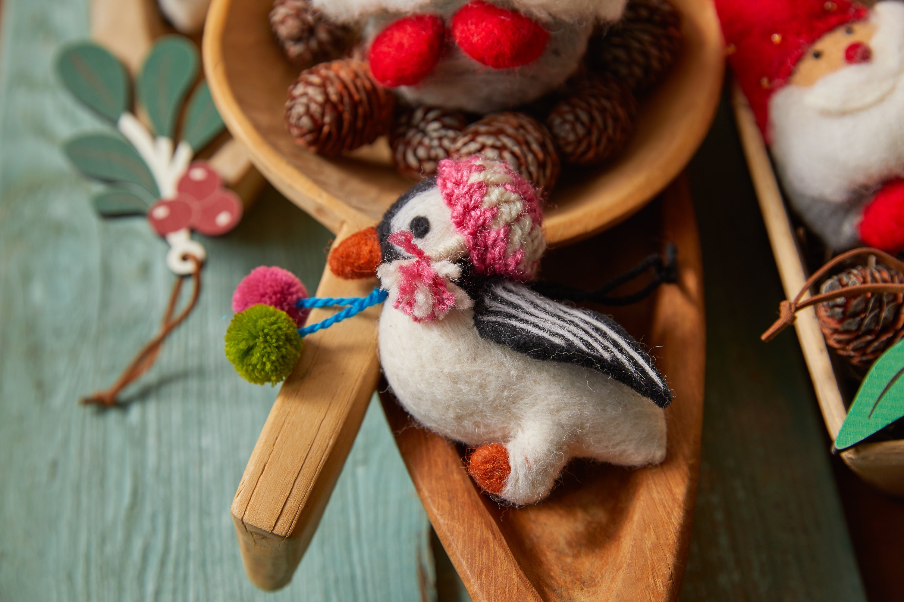 Wool Felt Penguin Ornaments Set of 3