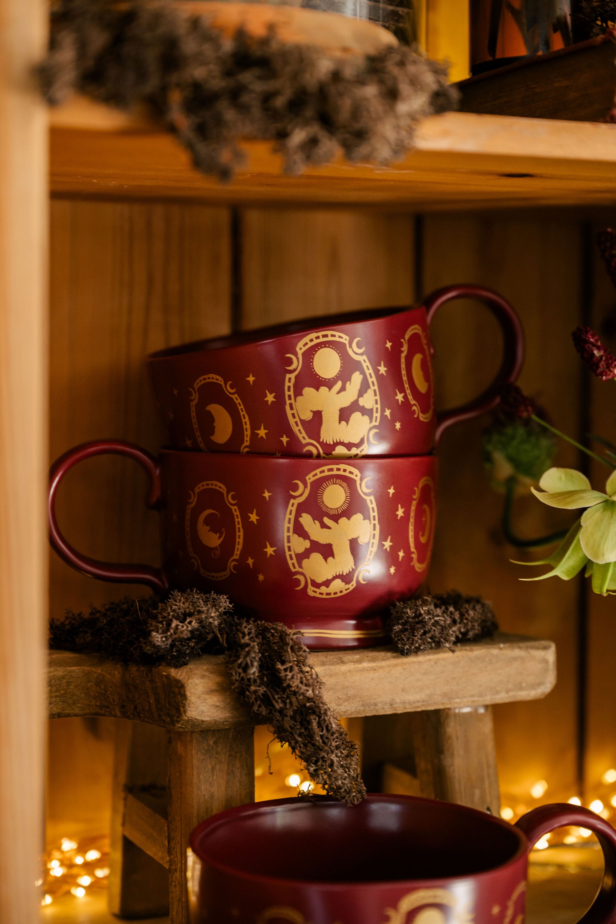 Organic Latte Mug with Mystical Oddities Wrap Pattern