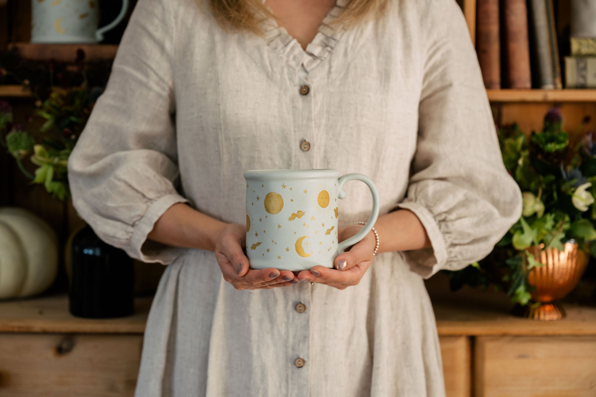 Organic Coffee Mug with Celestial Wrap Pattern
