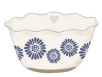 Wavy Rim Mixing Bowl with Debossed Heart Relief