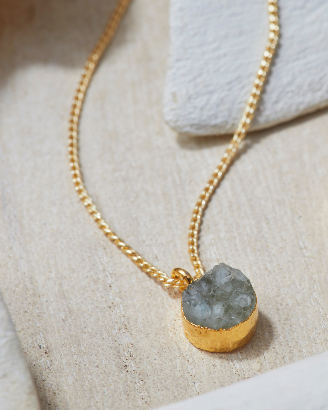 Drusy Pendant Necklace Grey