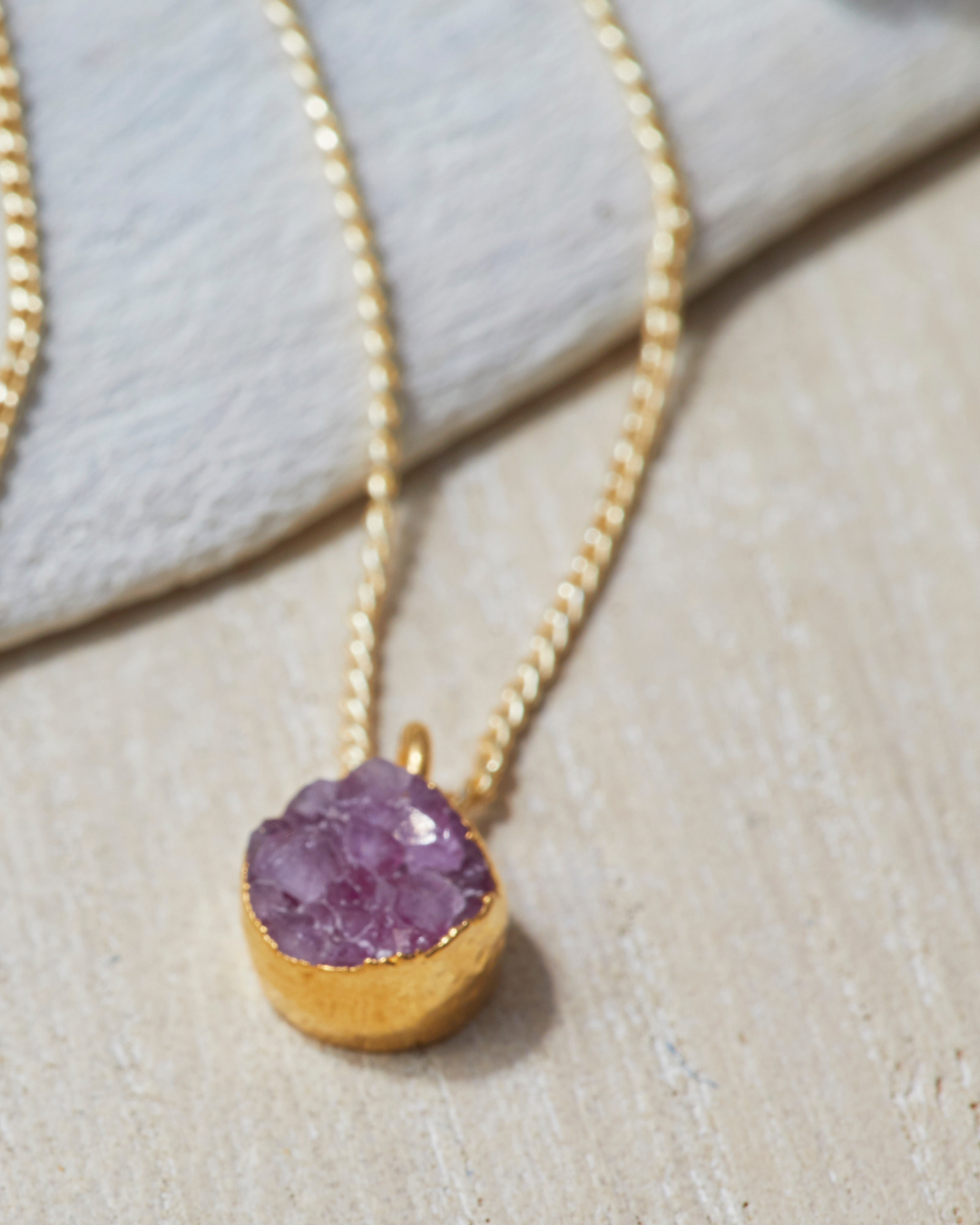 Drusy Pendant Necklace Purple