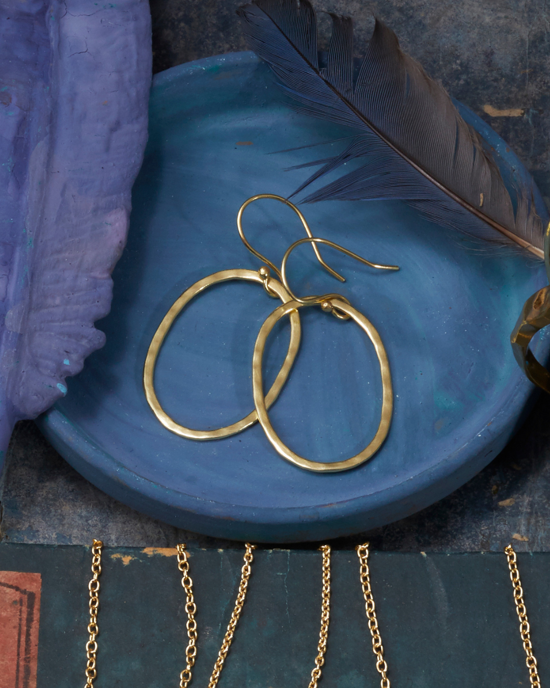 Hammered Oval Earrings Small