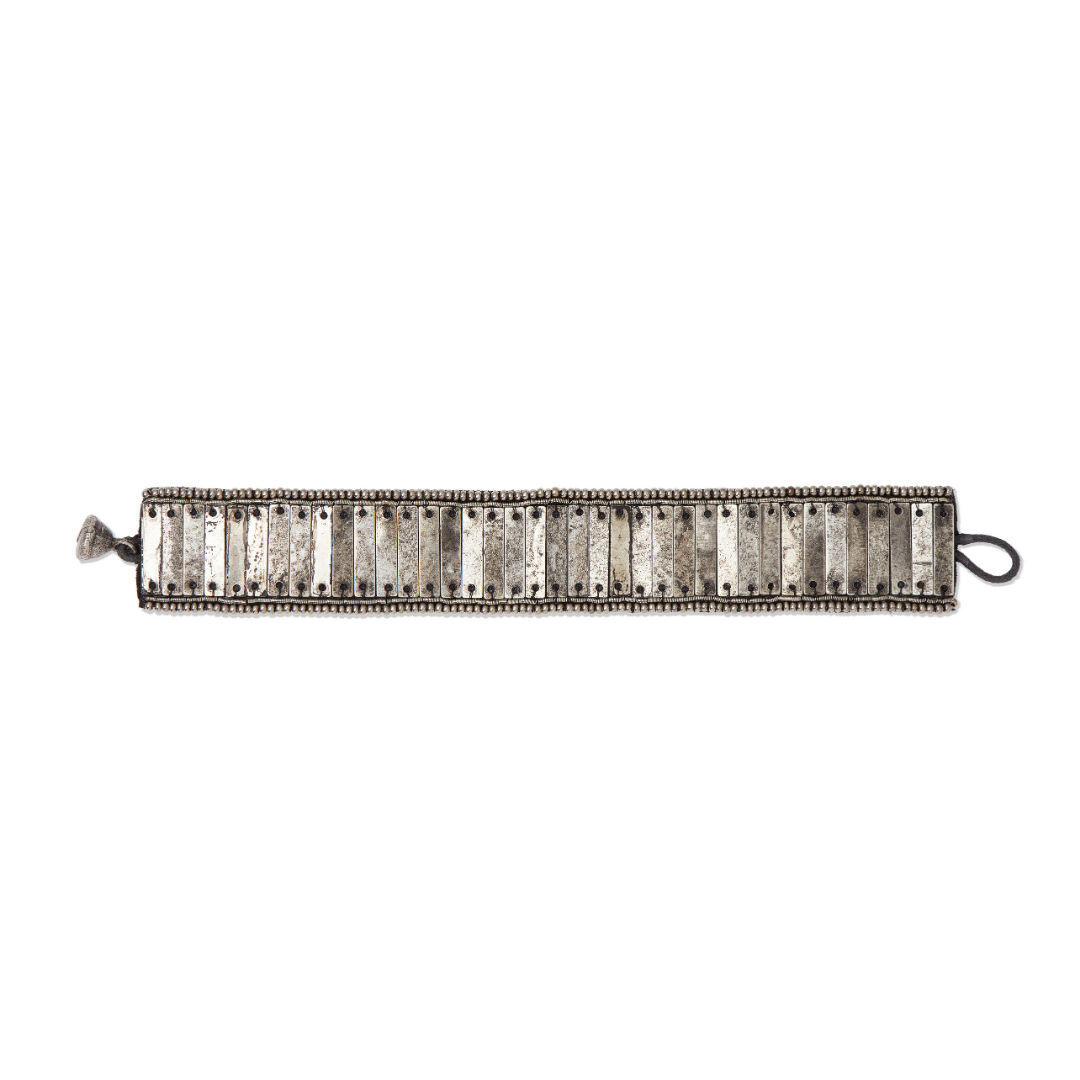 Metal, Silk and Suede Bracelet, Bars