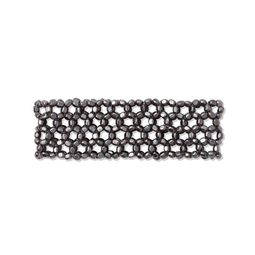 Beaded Stretch Gunmetal Bracelet Small