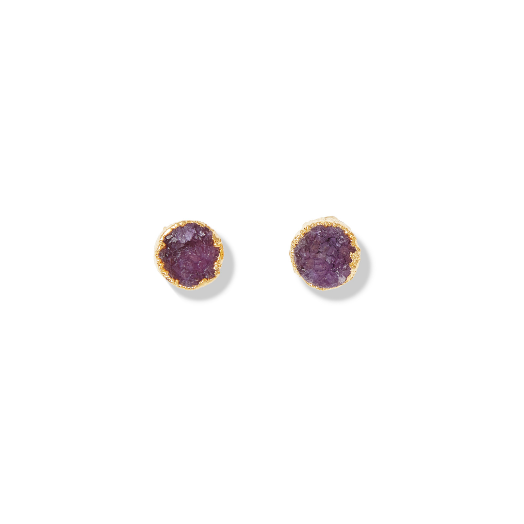 Drusy Post Earrings Purple