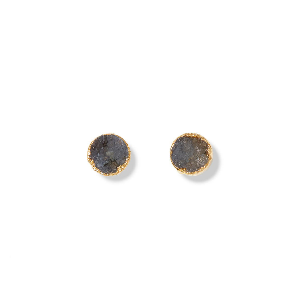 Drusy Post Earrings Grey