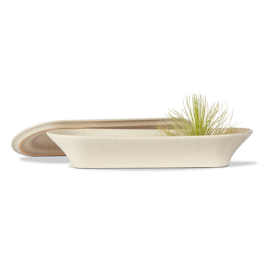 Crackle Covered Oblong Bowl