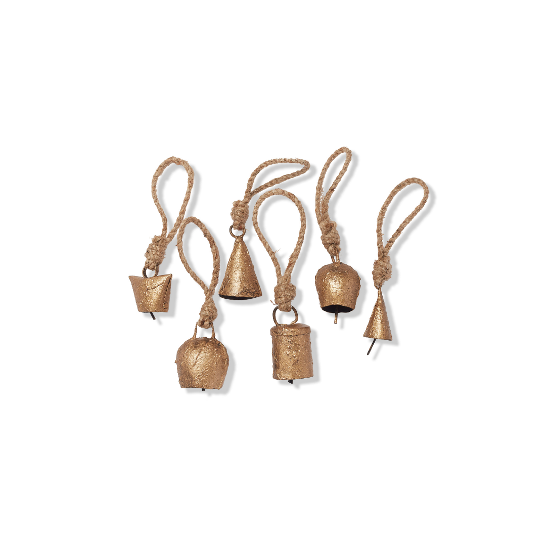 Mini Brass Bell Ornaments Set of 6
