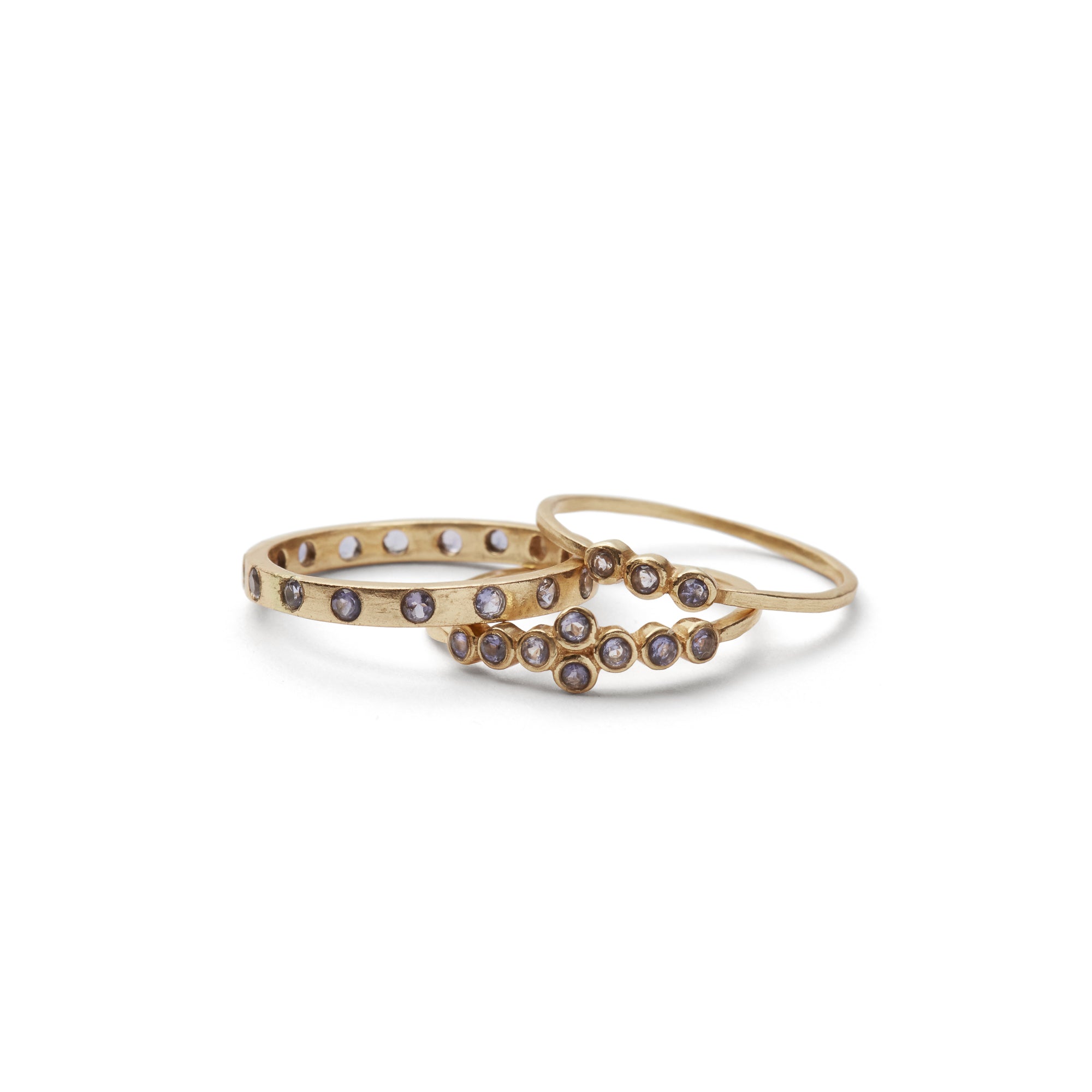 Dainty Stacking Rings Iolite Set of 3, Size 7