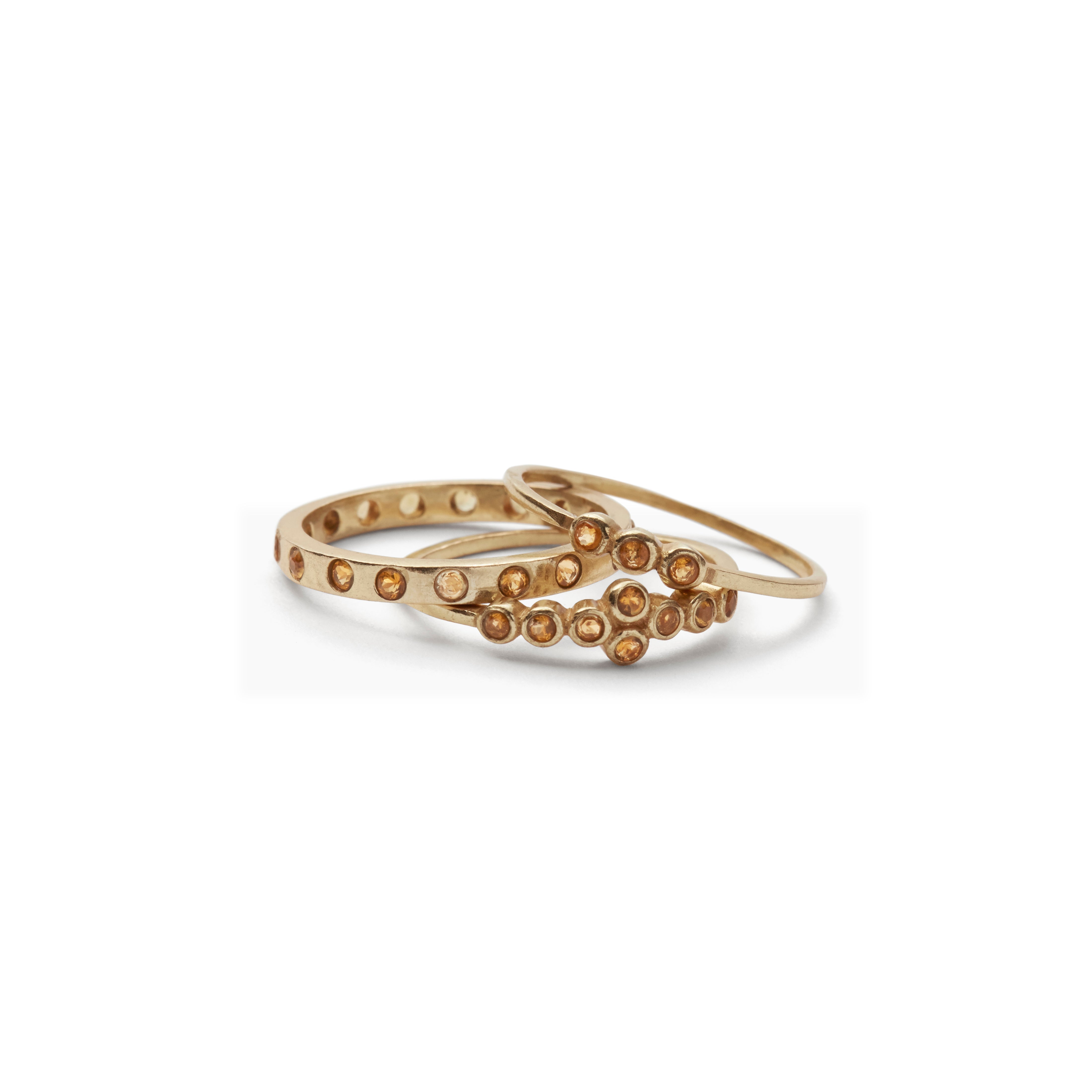Dainty Stacking Rings Citrine Set of 3, Size 6