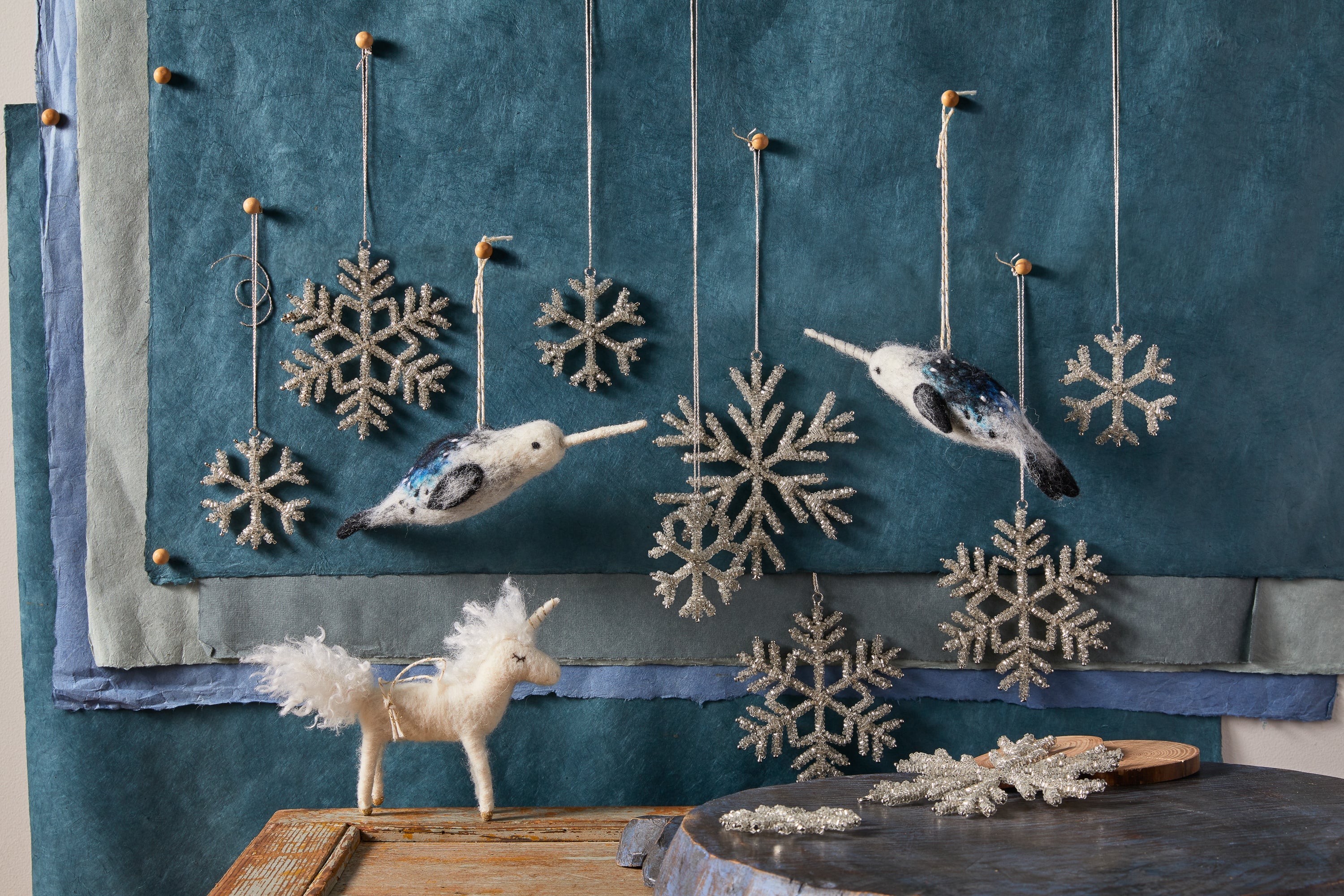 Beaded Snowflake Ornaments Set of 3
