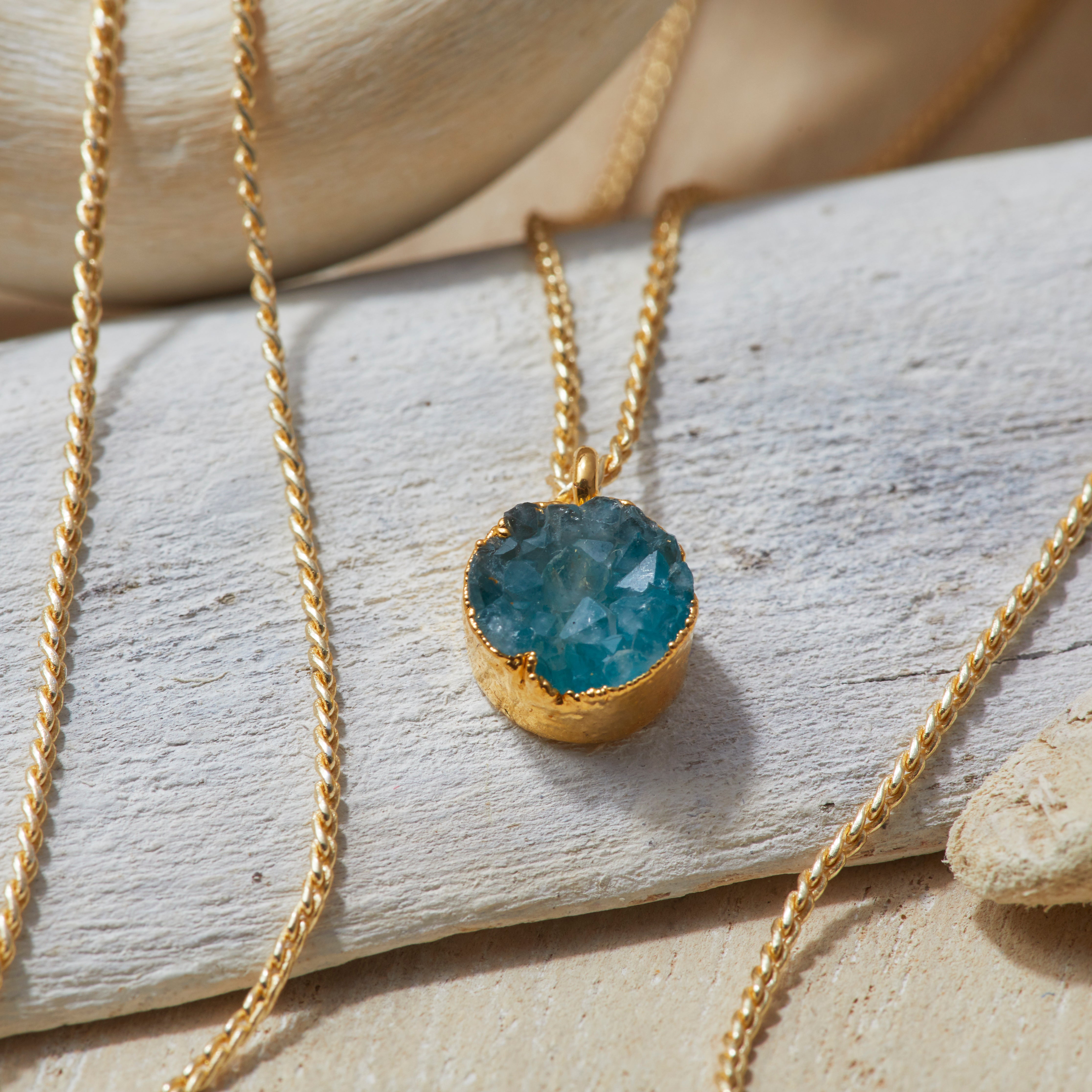 Drusy Pendant Necklace Blue