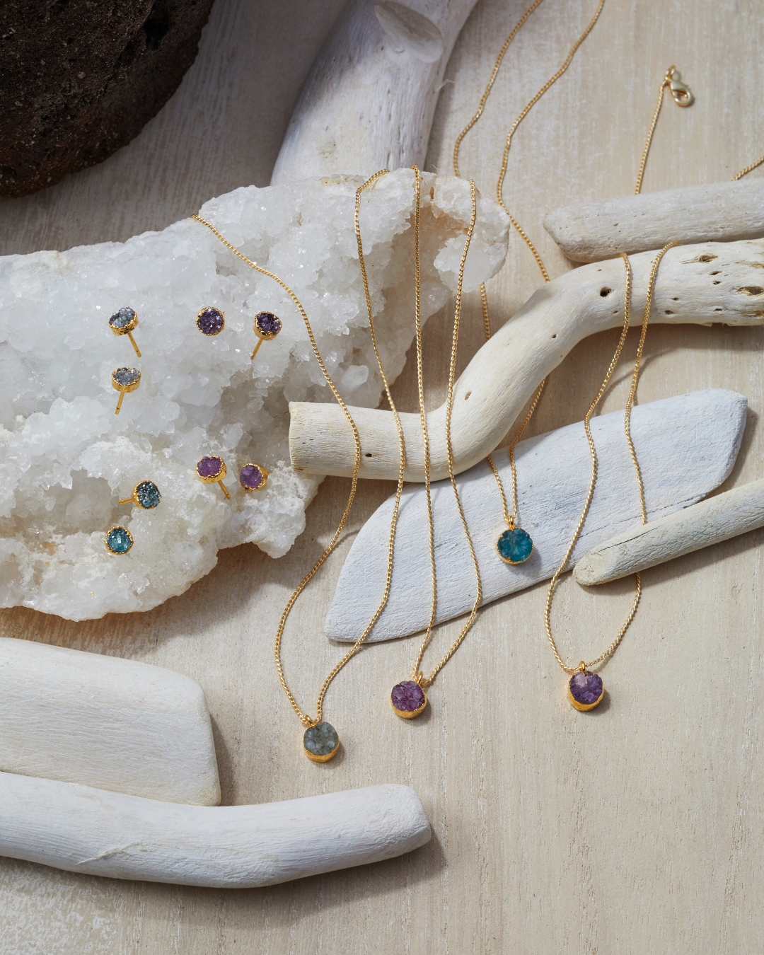Drusy Post Earrings Blue