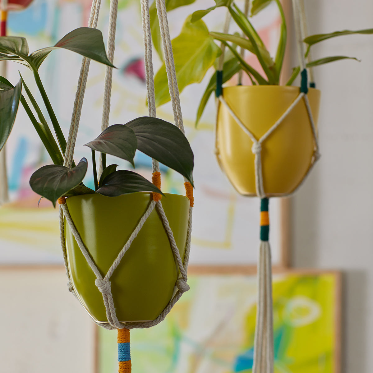 Macrame Hanging Planter Yellow