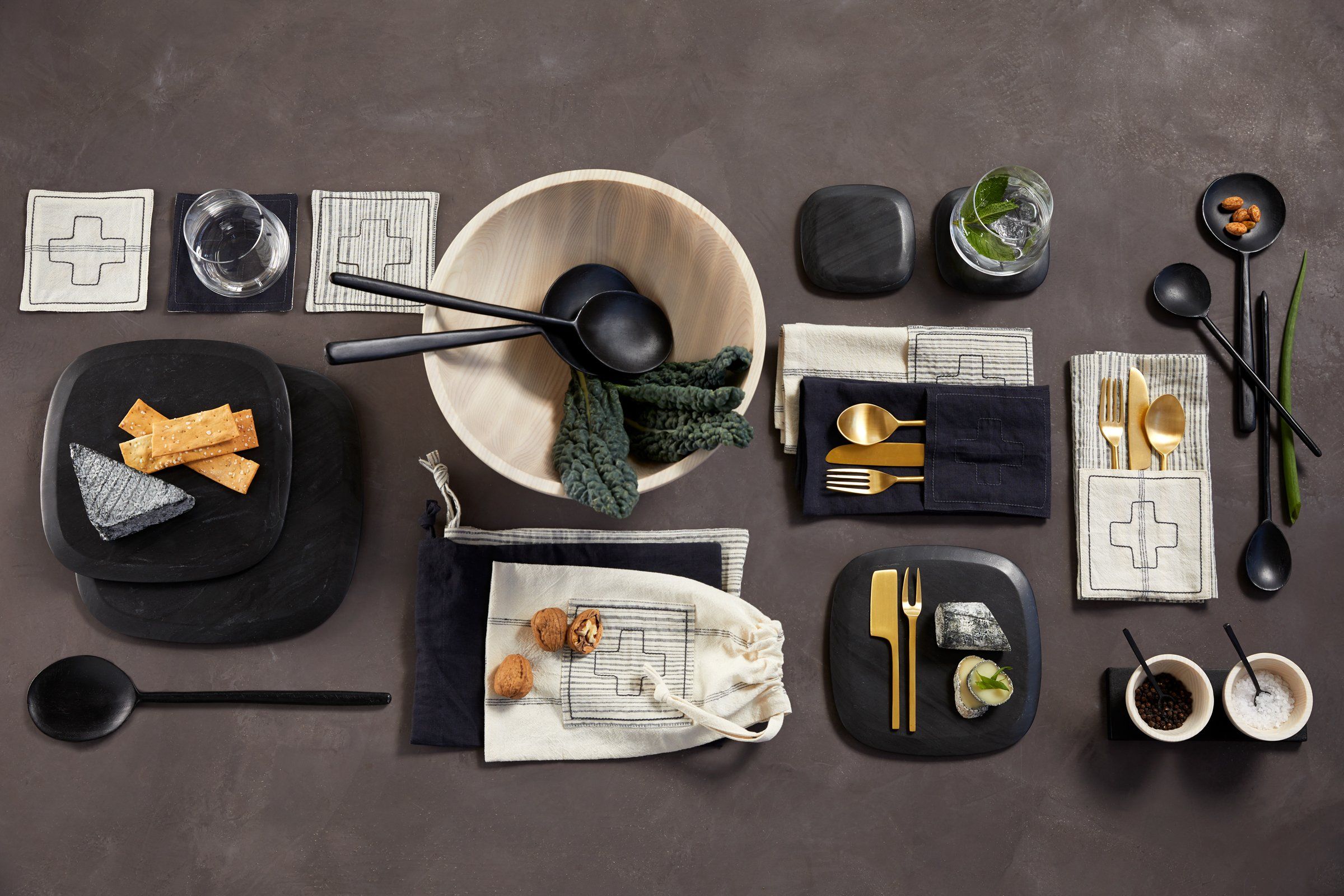 Noir Ebonized Wood Spoons Set of 5