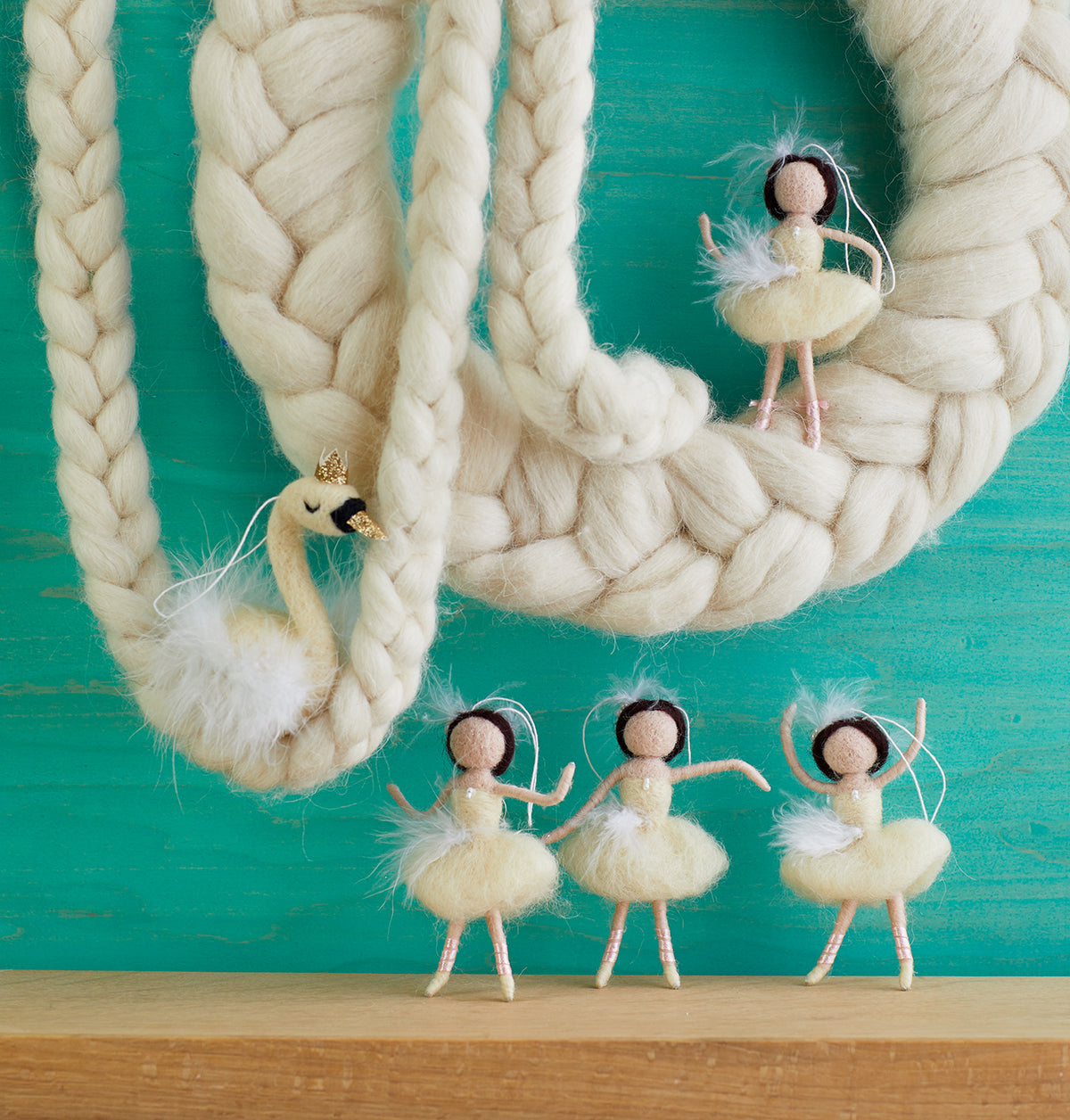 Felt Swan Lake Ornaments Set of 2