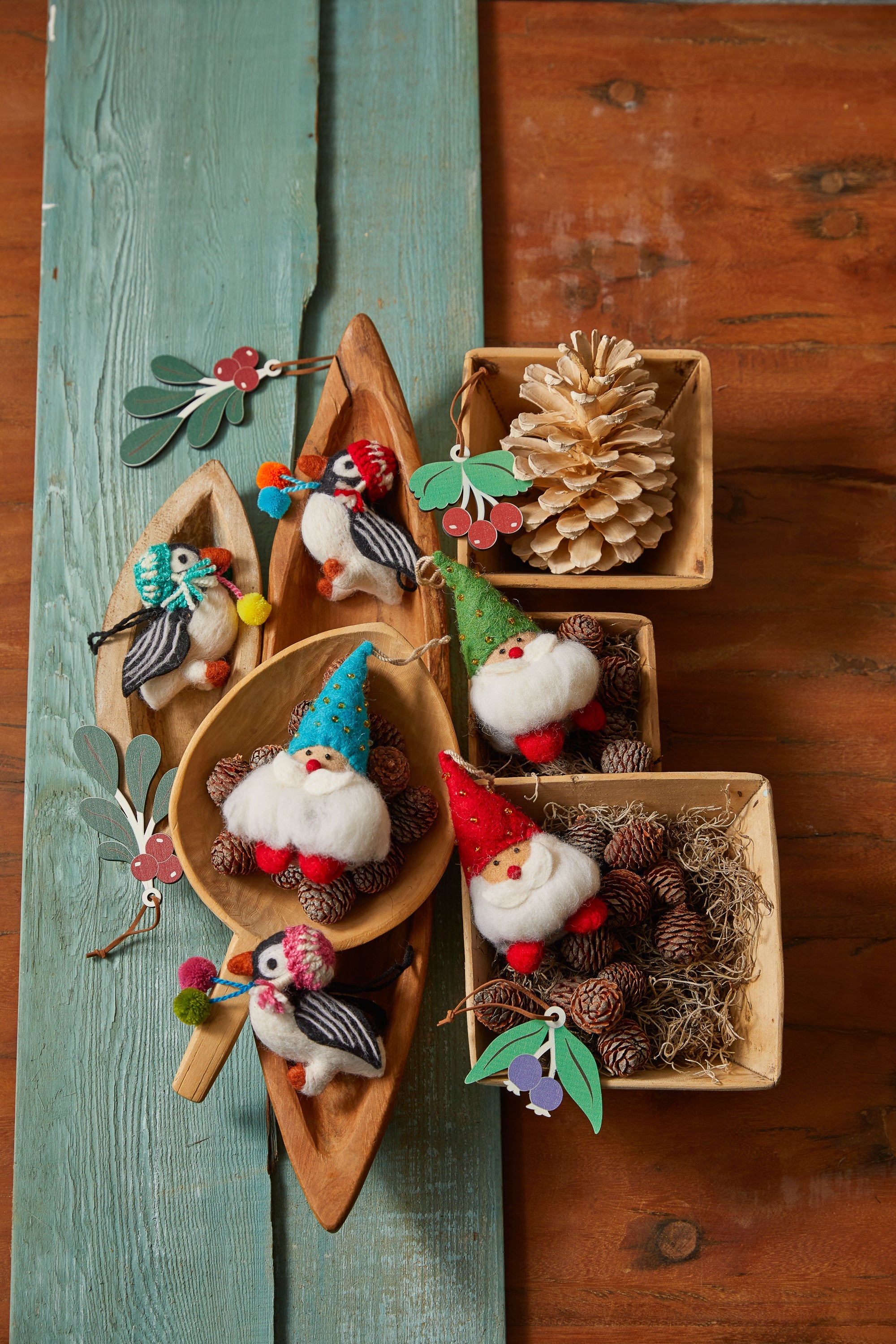 Wool Felt Penguin Ornaments Set of 3