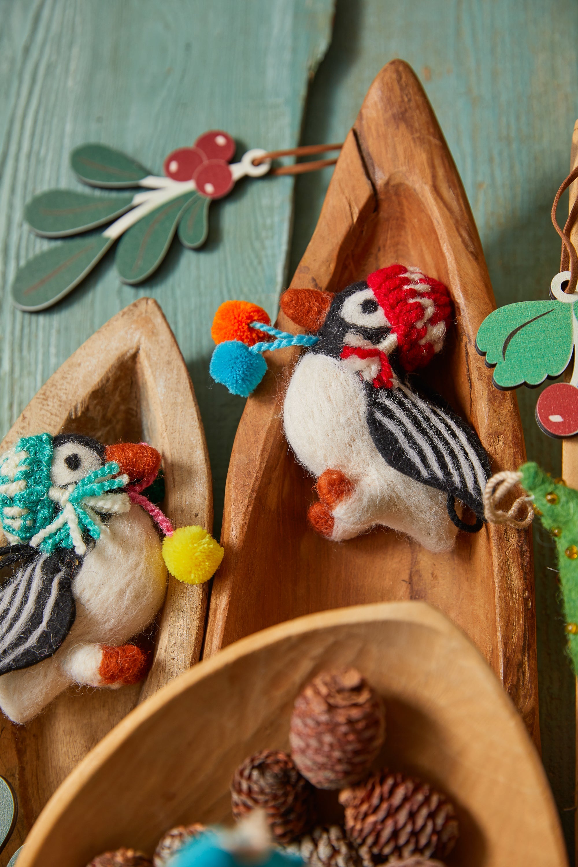 Wool Felt Penguin Ornaments Set of 3