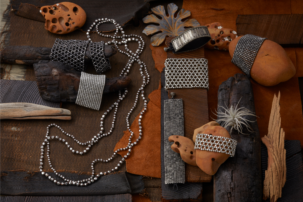 Metal, Silk and Suede Bracelet, Scales